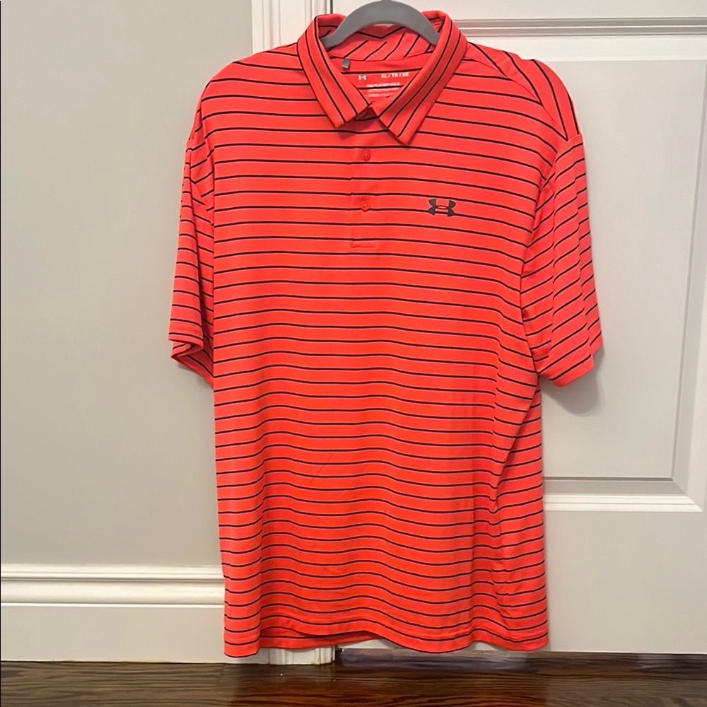 Under Armour Orange and Black Polo Shirt Sporty Design
